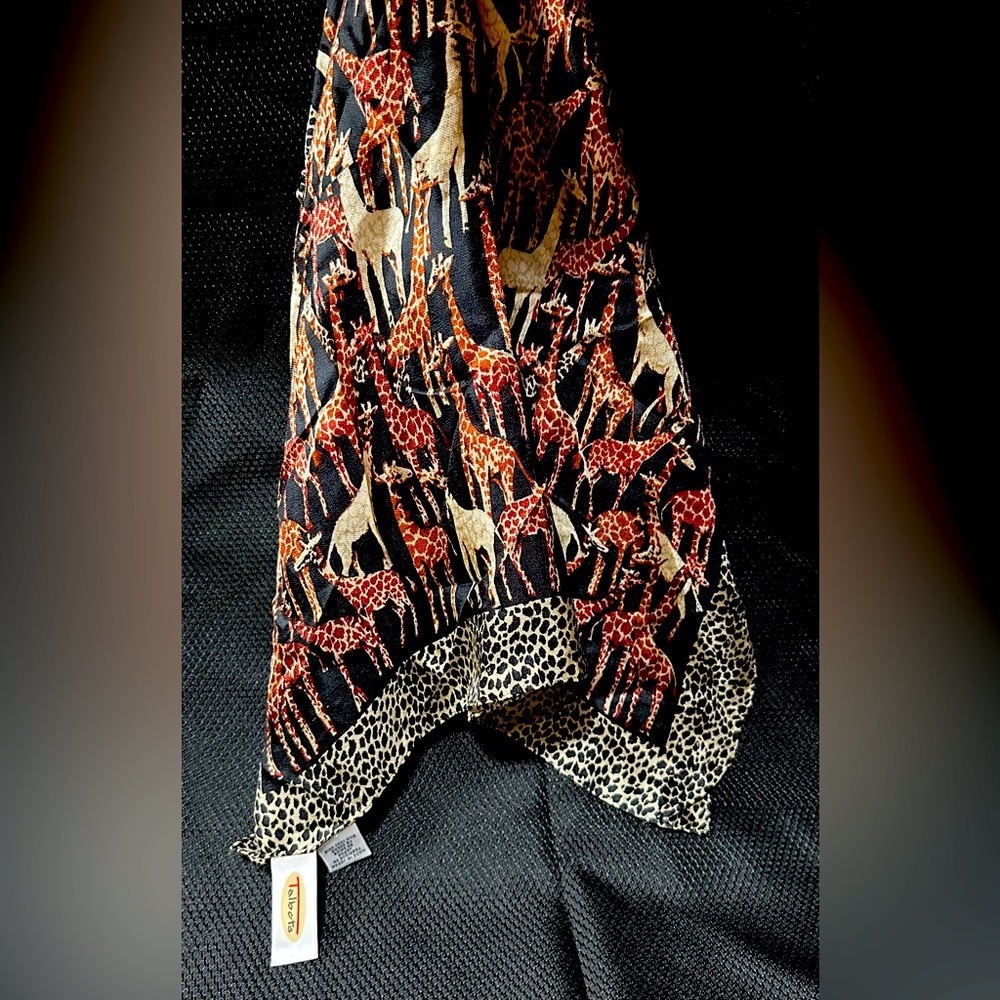 Talbot’s African Inspired Giraffe Design 100% Silk Scarf Brown and Black 22”x22”